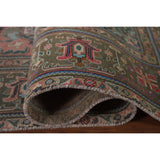 Pink Geometric Tabriz Persian Vintage Area Rug Handmade Wool Carpet - 9'7" x 12'3"