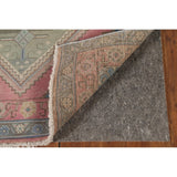 Pink Geometric Tabriz Persian Vintage Runner Rug Handmade Wool Carpet - 3'8" x 12'6"