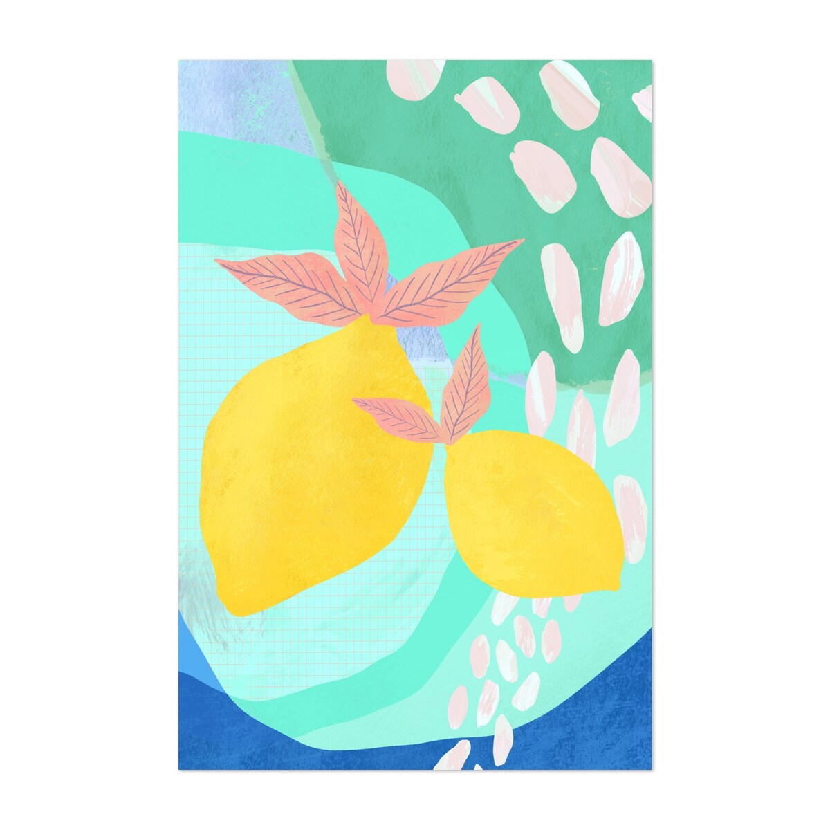 Pink Lemonade Digital Abstract Floral Botanical Art Print/Poster