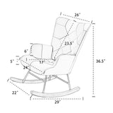 Pink Mid Century Fabric Rocker Chair with Wood Legs for Livingroom