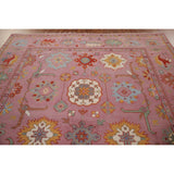 Pink Oushak Area Rug Handmade Oriental Wool Carpet - 9'1"x 11'9"