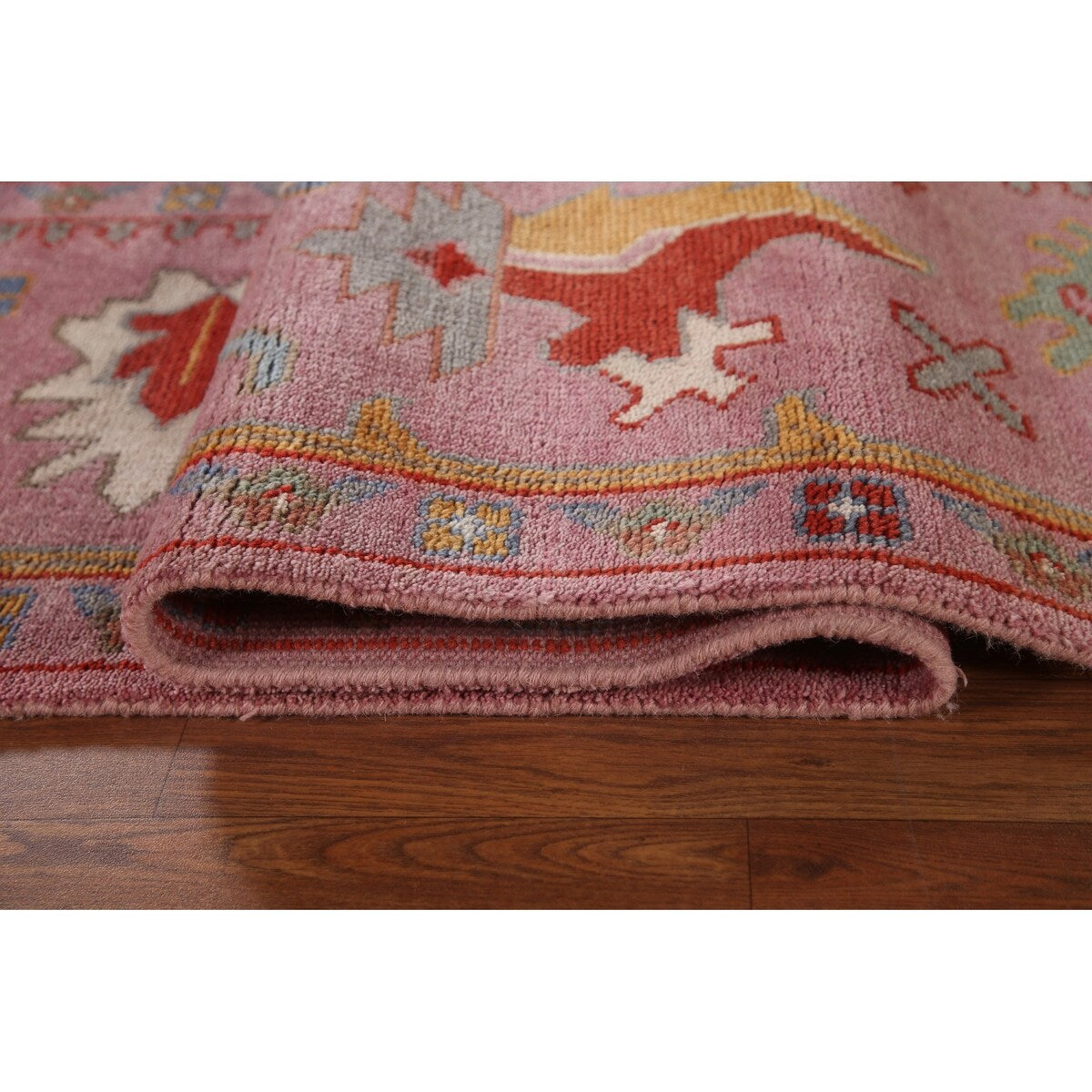 Pink Oushak Area Rug Handmade Oriental Wool Carpet - 9'1"x 11'9"