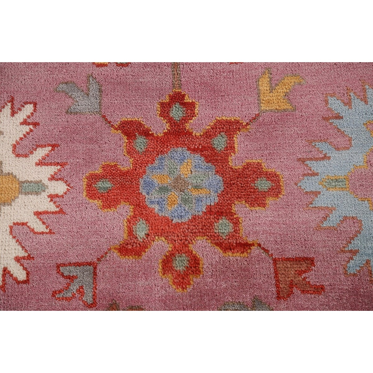 Pink Oushak Area Rug Handmade Oriental Wool Carpet - 9'1"x 11'9"