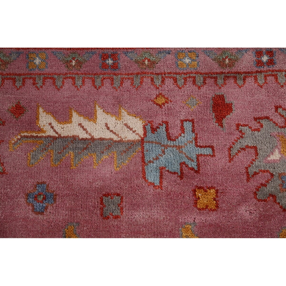 Pink Oushak Area Rug Handmade Oriental Wool Carpet - 9'1"x 11'9"