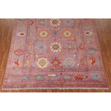 Pink Oushak Area Rug Handmade Oriental Wool Carpet - 9'1"x 11'9"