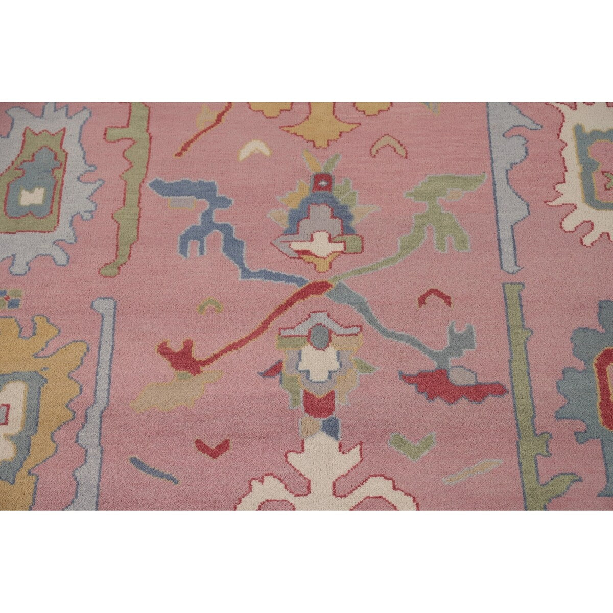 Pink Oushak Indian Area Rug Handmade Bedroom Wool Carpet - 9'0"x 11'10"