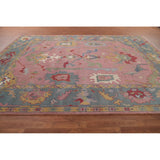 Pink Oushak Indian Area Rug Handmade Bedroom Wool Carpet - 9'0"x 11'10"