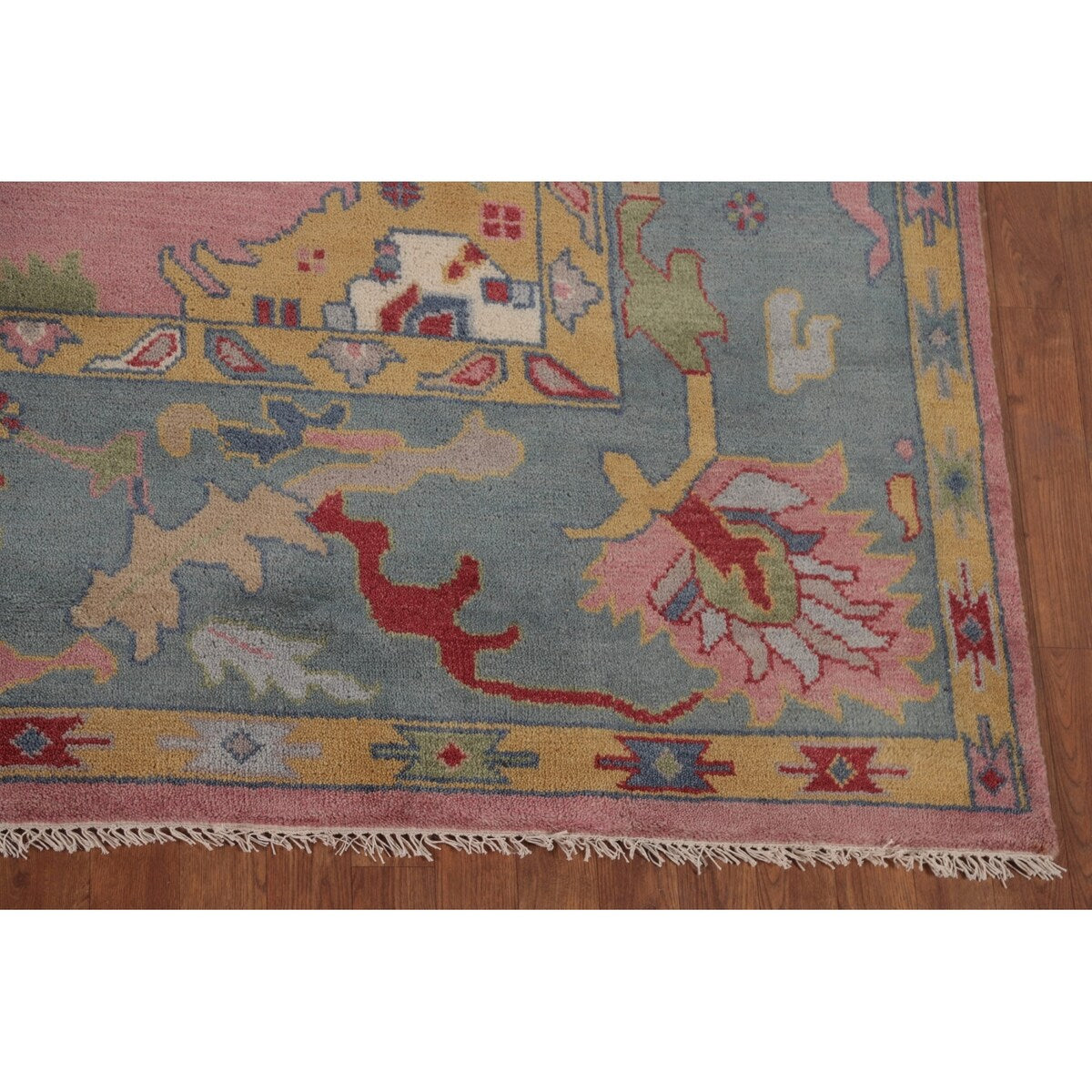 Pink Oushak Indian Area Rug Handmade Bedroom Wool Carpet - 9'0"x 11'10"