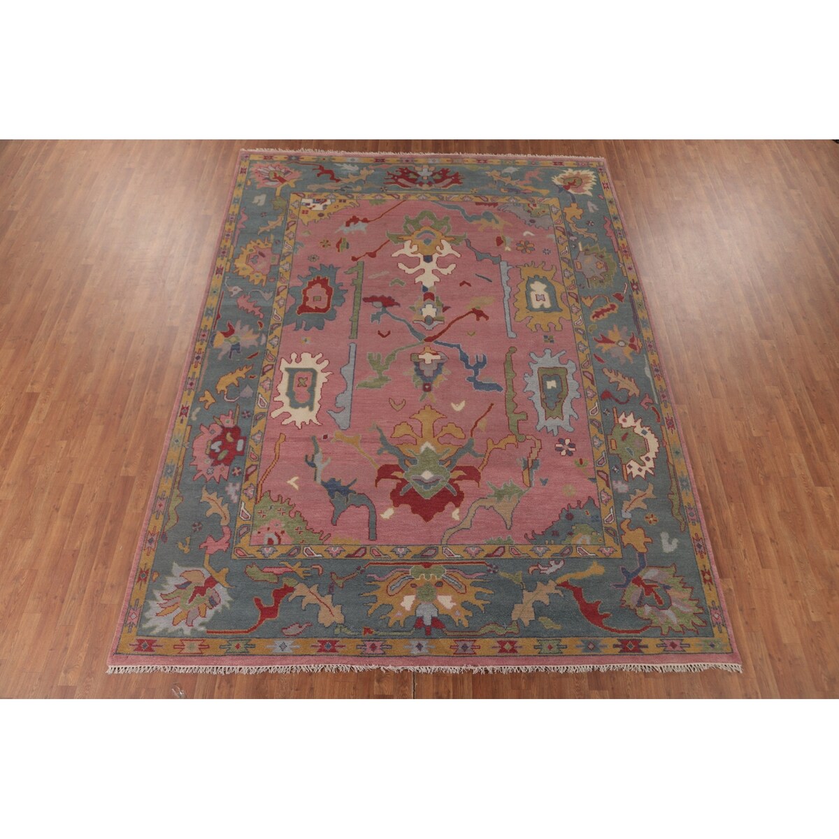 Pink Oushak Indian Area Rug Handmade Bedroom Wool Carpet - 9'0"x 11'10"