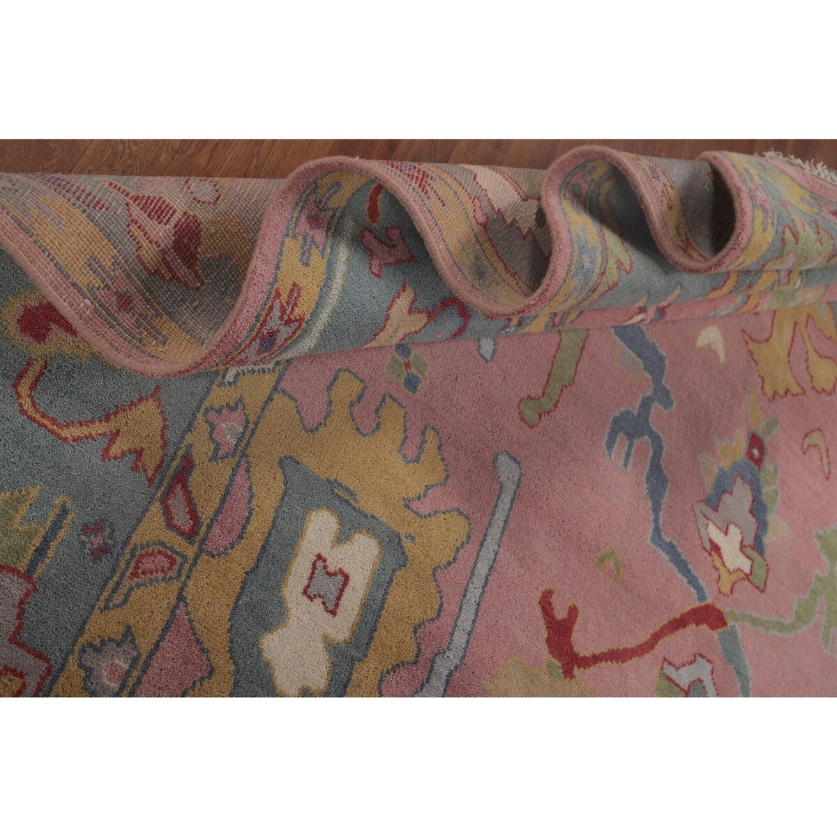 Pink Oushak Indian Area Rug Handmade Bedroom Wool Carpet - 9'0"x 11'10"