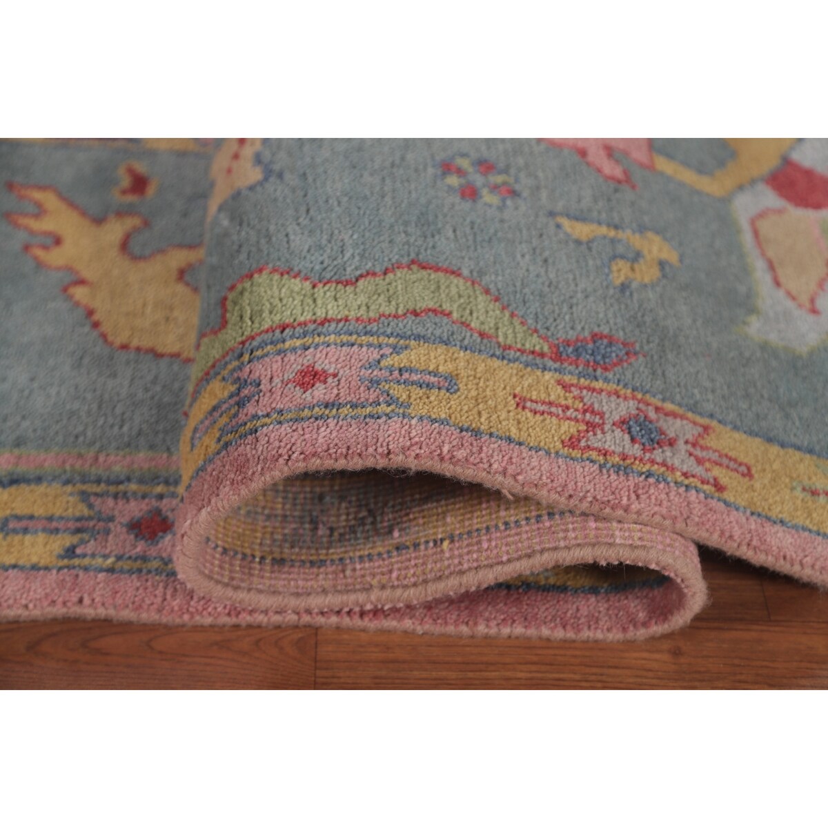 Pink Oushak Indian Area Rug Handmade Bedroom Wool Carpet - 9'0"x 11'10"