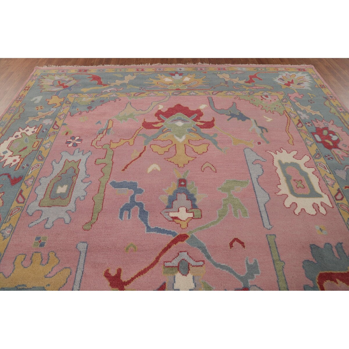 Pink Oushak Indian Area Rug Handmade Bedroom Wool Carpet - 9'0"x 11'10"