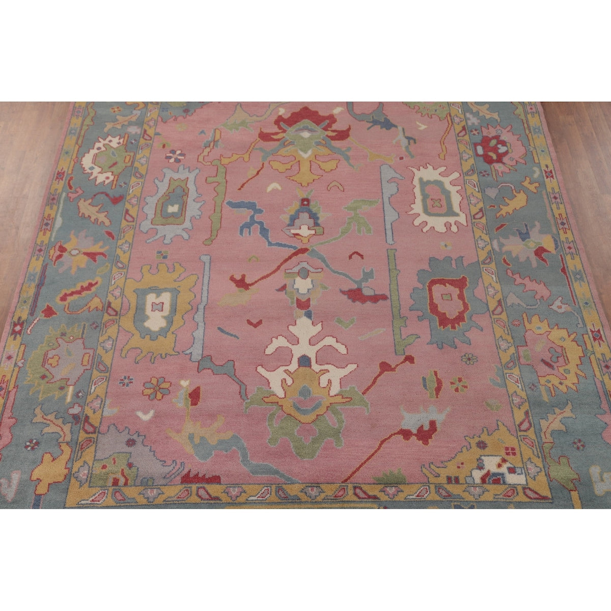 Pink Oushak Indian Area Rug Handmade Bedroom Wool Carpet - 9'0"x 11'10"