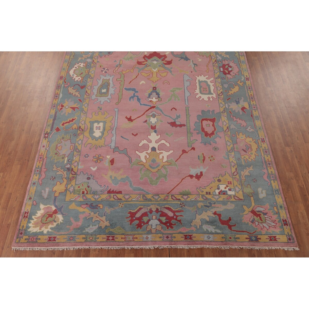 Pink Oushak Indian Area Rug Handmade Bedroom Wool Carpet - 9'0"x 11'10"