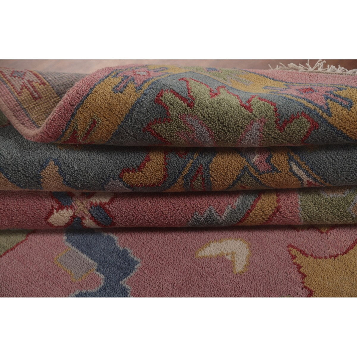 Pink Oushak Indian Area Rug Handmade Bedroom Wool Carpet - 9'0"x 11'10"
