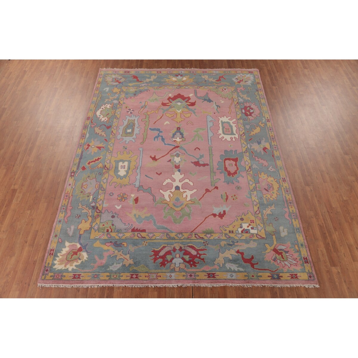 Pink Oushak Indian Area Rug Handmade Bedroom Wool Carpet - 9'0"x 11'10"
