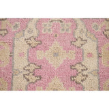 Pink Oushak Oriental Runner Rug Handmade Floral Wool Carpet - 2'7"x 9'11"