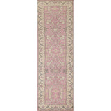 Pink Oushak Oriental Runner Rug Handmade Floral Wool Carpet - 2'7"x 9'11"