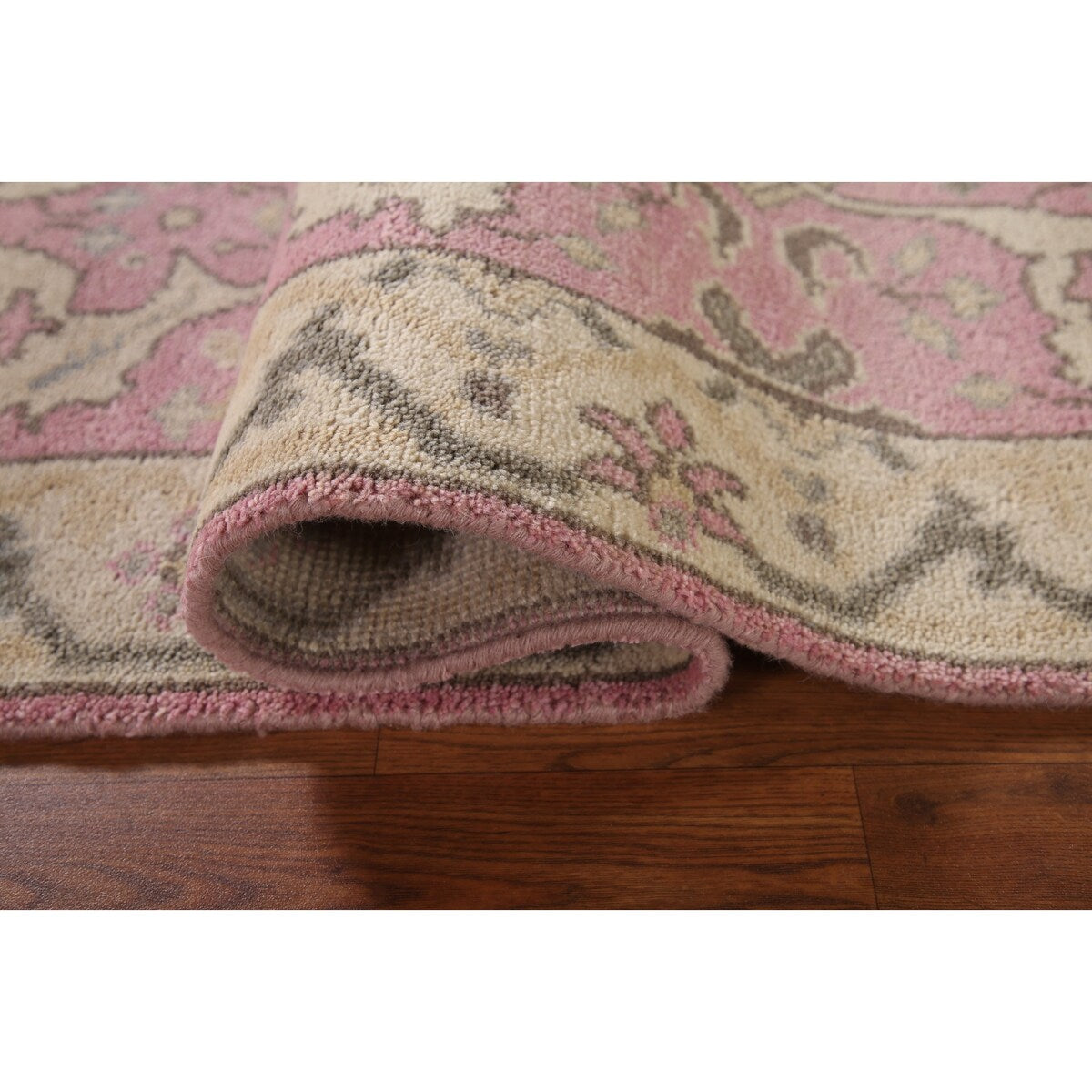 Pink Oushak Oriental Runner Rug Handmade Floral Wool Carpet - 2'7"x 9'11"