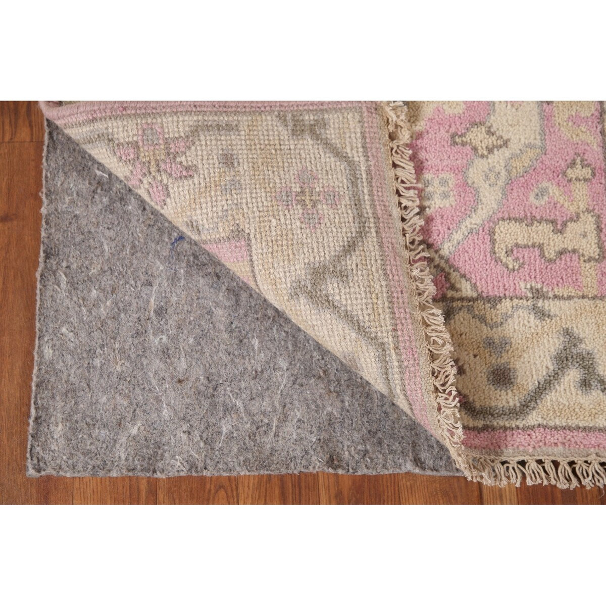 Pink Oushak Oriental Runner Rug Handmade Floral Wool Carpet - 2'7"x 9'11"
