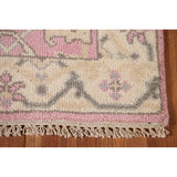 Pink Oushak Oriental Runner Rug Handmade Floral Wool Carpet - 2'7"x 9'11"