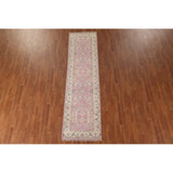 Pink Oushak Oriental Runner Rug Handmade Floral Wool Carpet - 2'7"x 9'11"