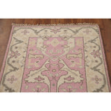 Pink Oushak Oriental Runner Rug Handmade Floral Wool Carpet - 2'7"x 9'11"
