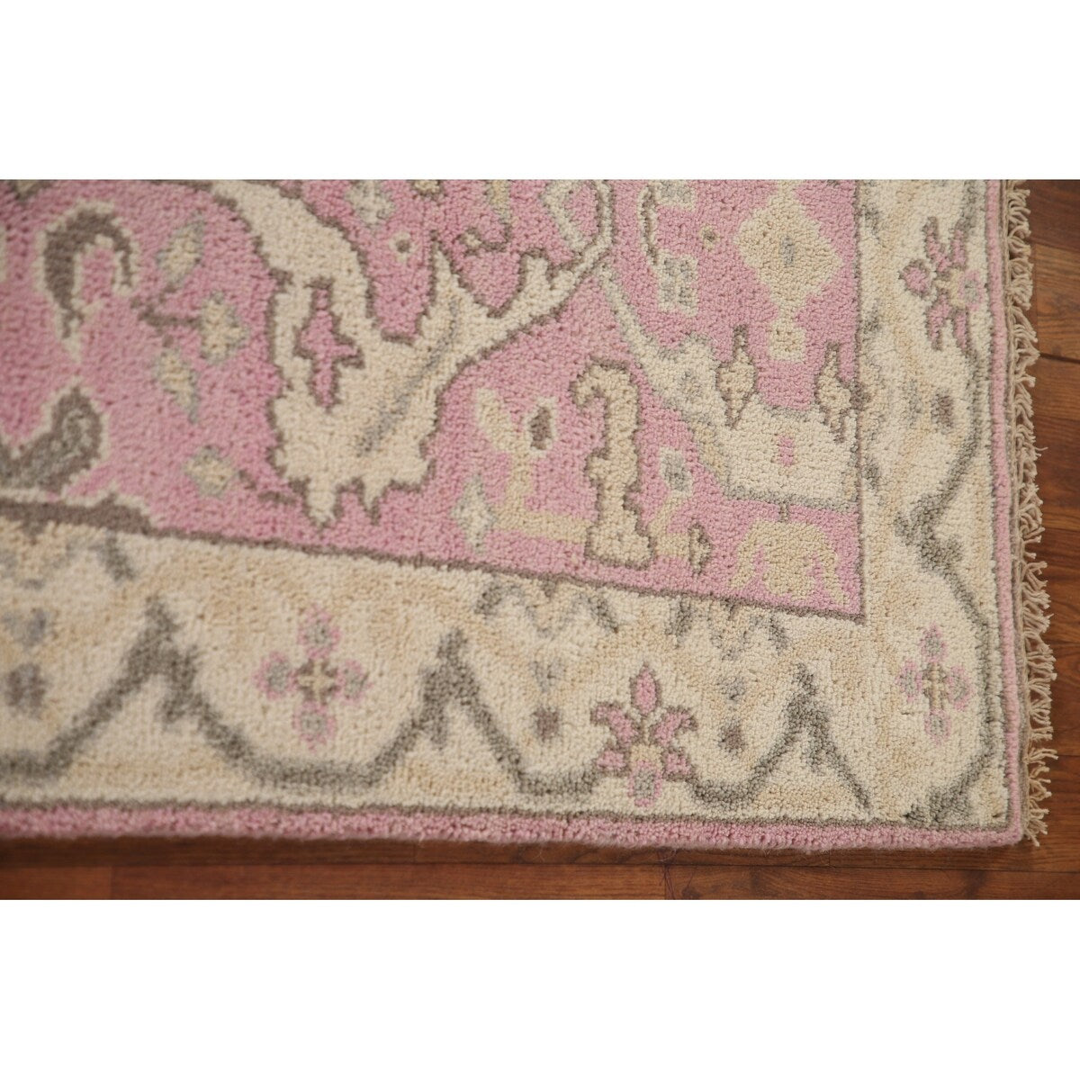 Pink Oushak Oriental Runner Rug Handmade Floral Wool Carpet - 2'7"x 9'11"