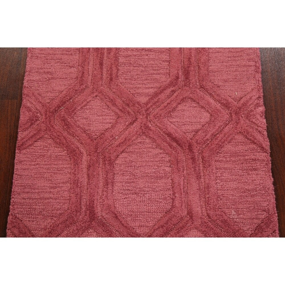 Pink Trellis Moroccan Oriental Staircase Runner Rug Hand-tufted - 2'6" x 7'10"