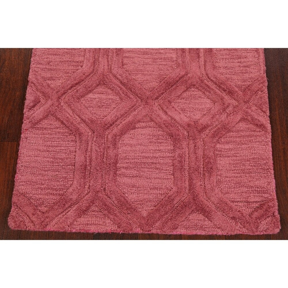 Pink Trellis Moroccan Oriental Staircase Runner Rug Hand-tufted - 2'6" x 7'10"