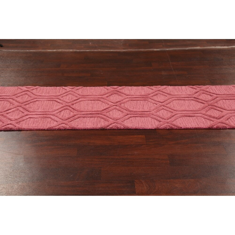 Pink Trellis Moroccan Oriental Staircase Runner Rug Hand-tufted - 2'6" x 7'10"