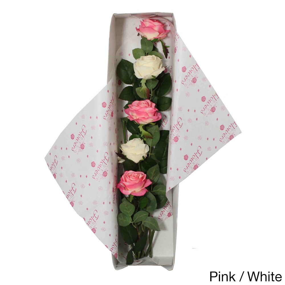 Deco Flowers All Occasion Silk Rose Flower Bouquet and Gift Box