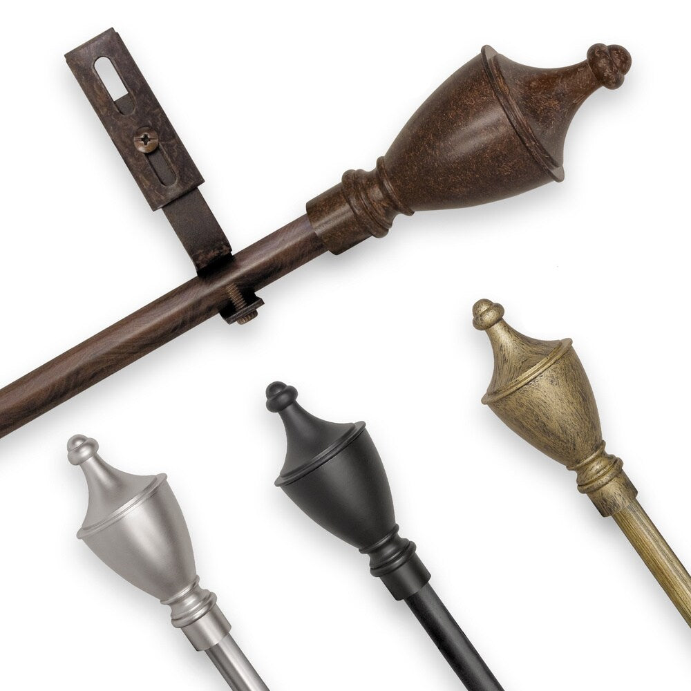 Pinnacle Adjustable Curtain Rod Set with Bishop Finial