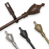 Pinnacle Adjustable Curtain Rod Set with Bishop Finial