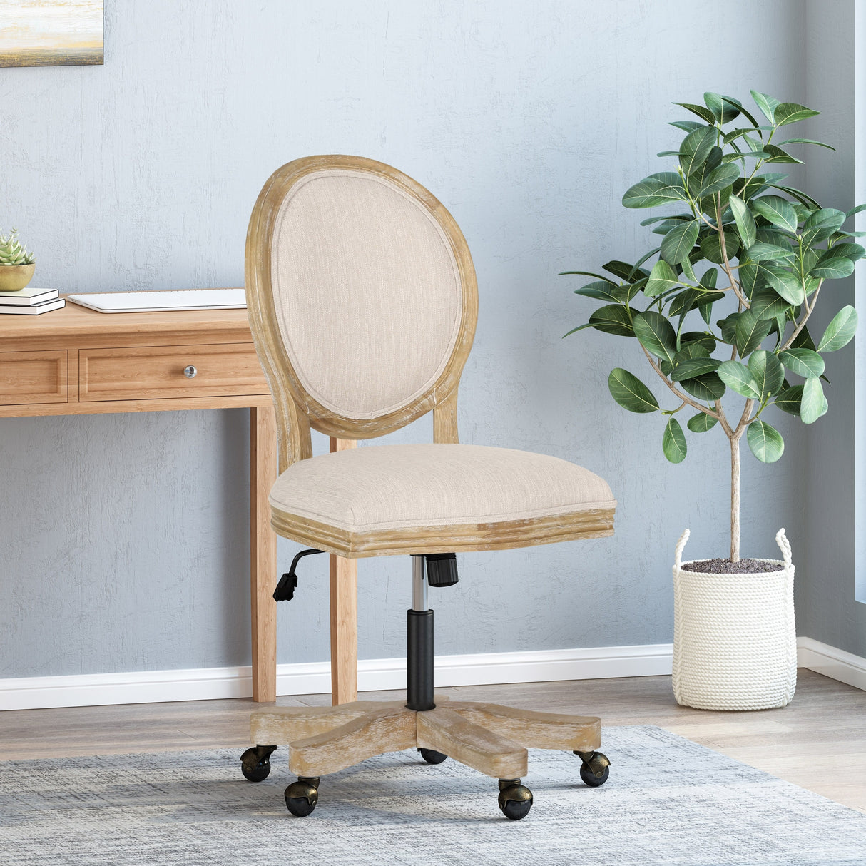 Pishkin Upholstered Swivel Office Chair by Christopher Knight Home