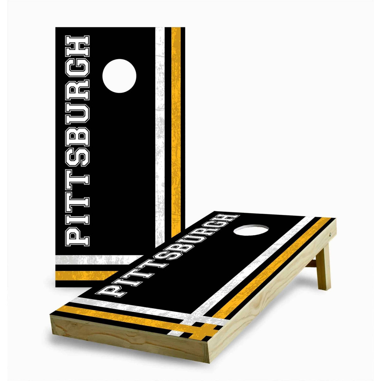 Pittsburgh Steelers Multi Stripe Cornhole Game (Choose Wraps or Boards)