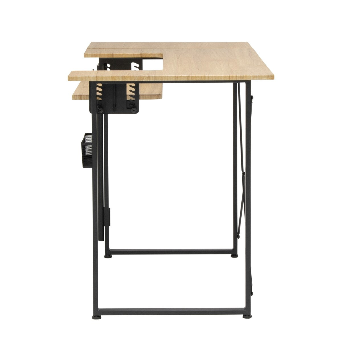 Sew Ready Pivot Sewing Table with Storage Panel and Adjustable Platform