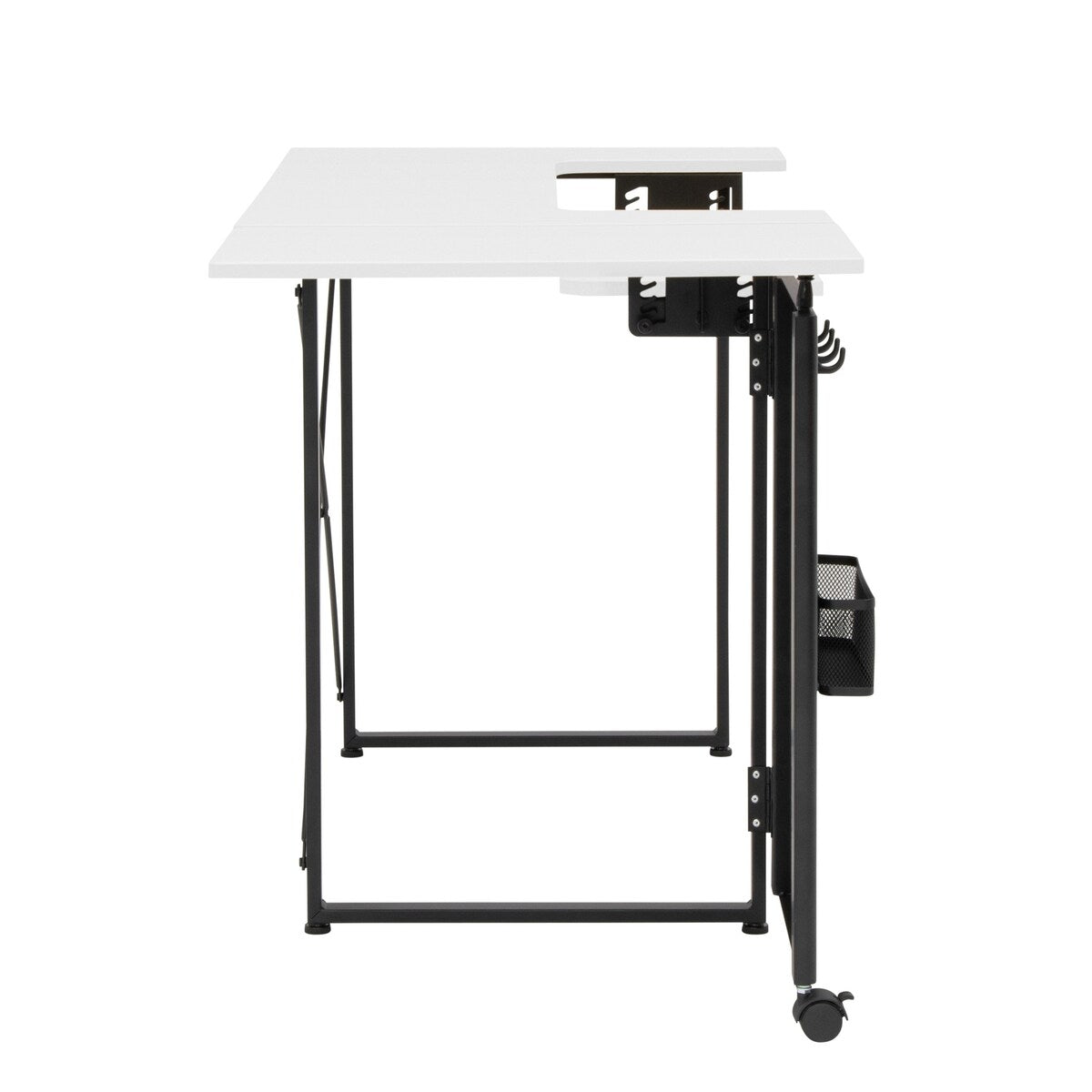 Sew Ready Pivot Sewing Table with Storage Panel and Adjustable Platform