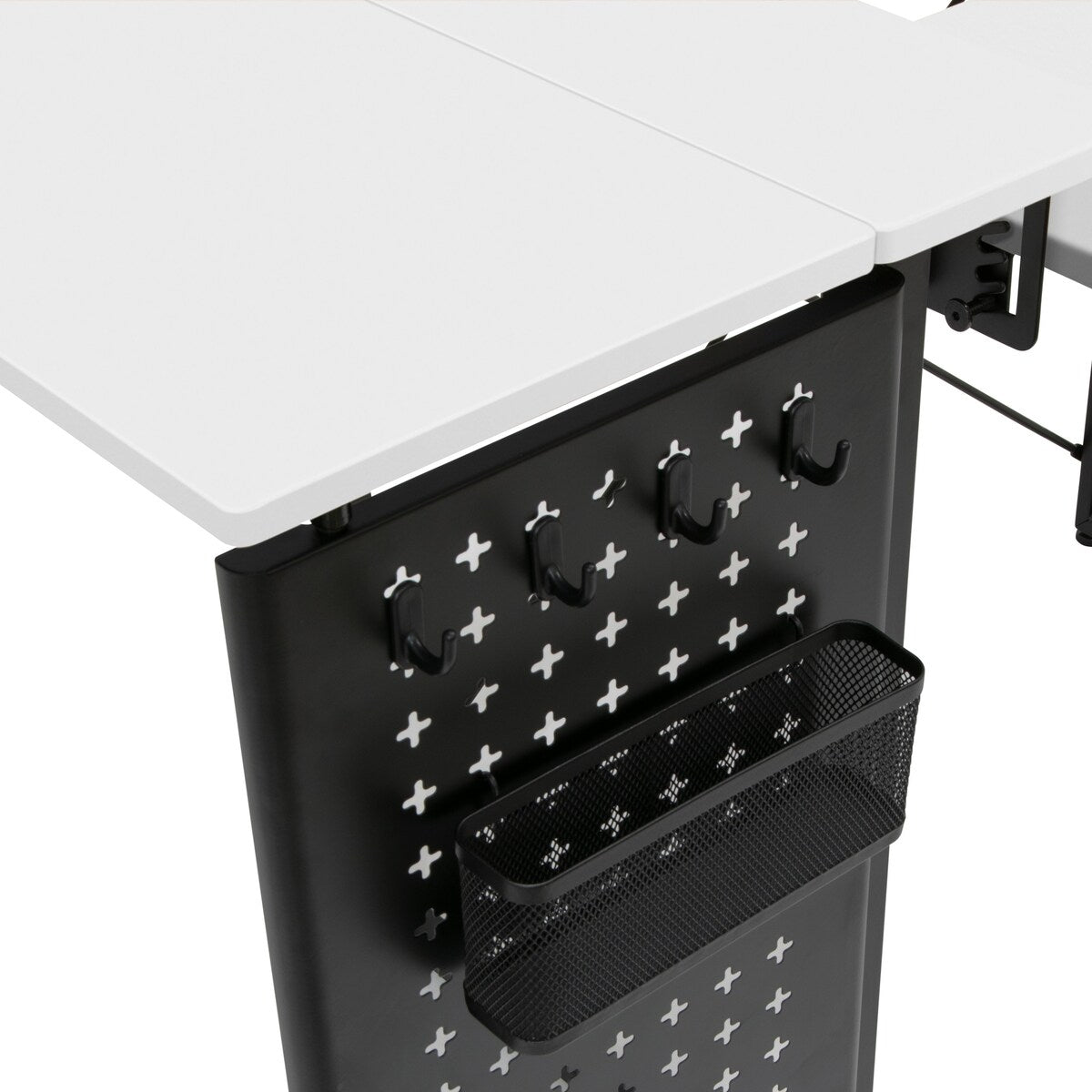 Sew Ready Pivot Sewing Table with Storage Panel and Adjustable Platform