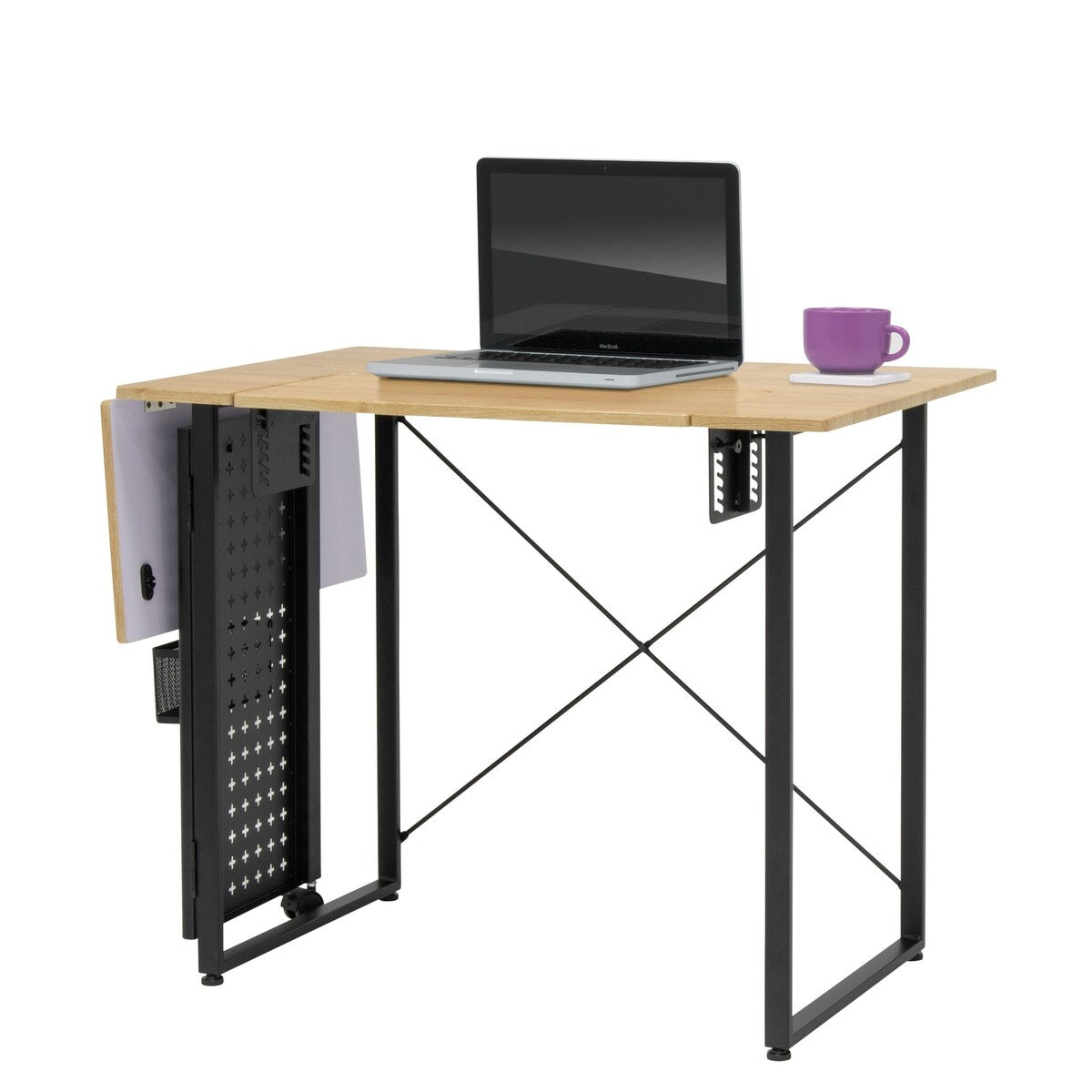 Sew Ready Pivot Sewing Table with Storage Panel and Adjustable Platform