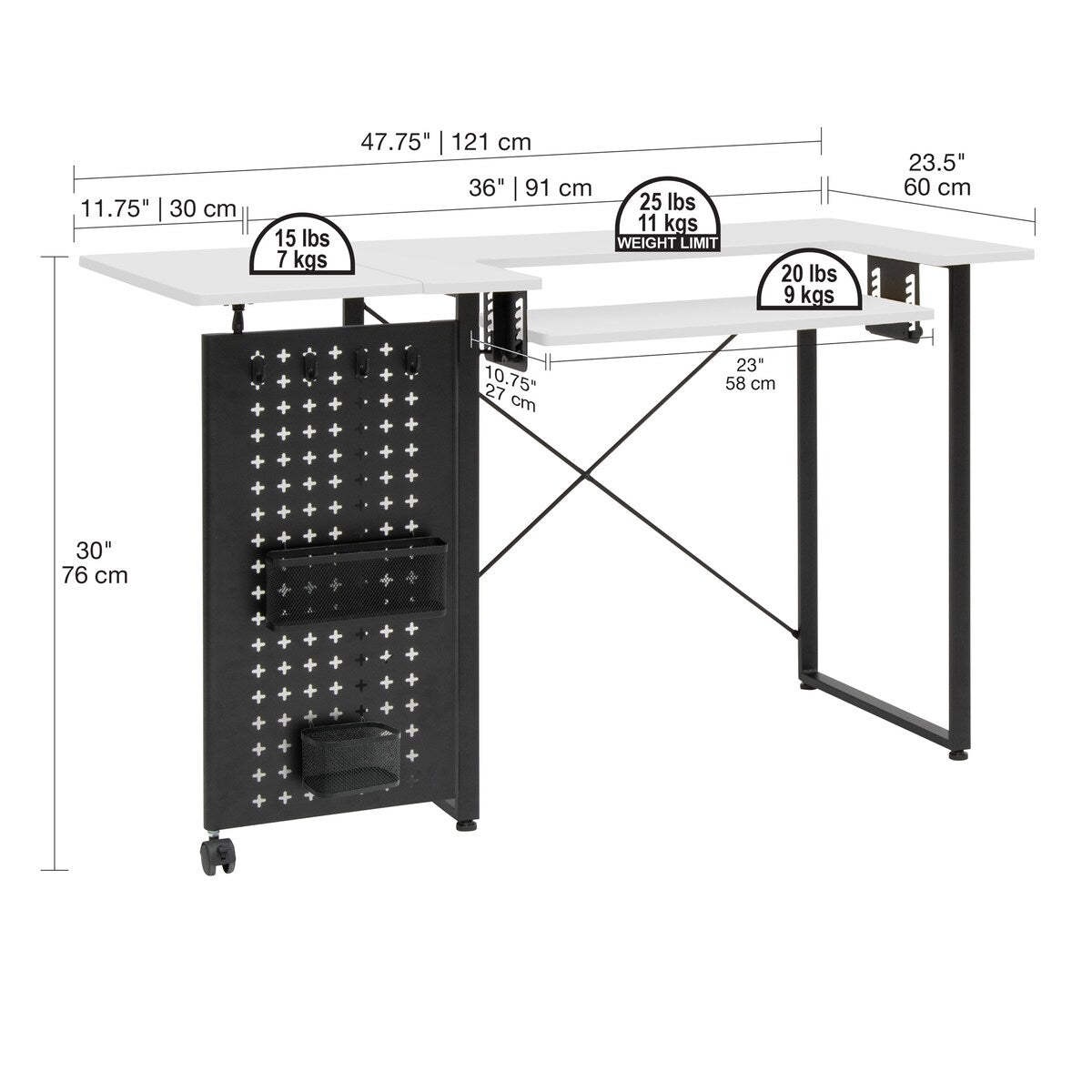 Sew Ready Pivot Sewing Table with Storage Panel and Adjustable Platform