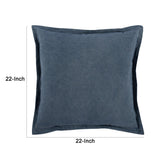 Pixie 22 x 22 Square Soft Fabric Accent Throw Pillow, Flange Edges, Navy - Blue