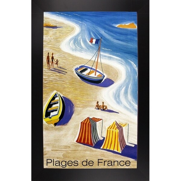 Plages De France-VINAPP122839 Framed Print 20"x12" by Vintage Apple Collection