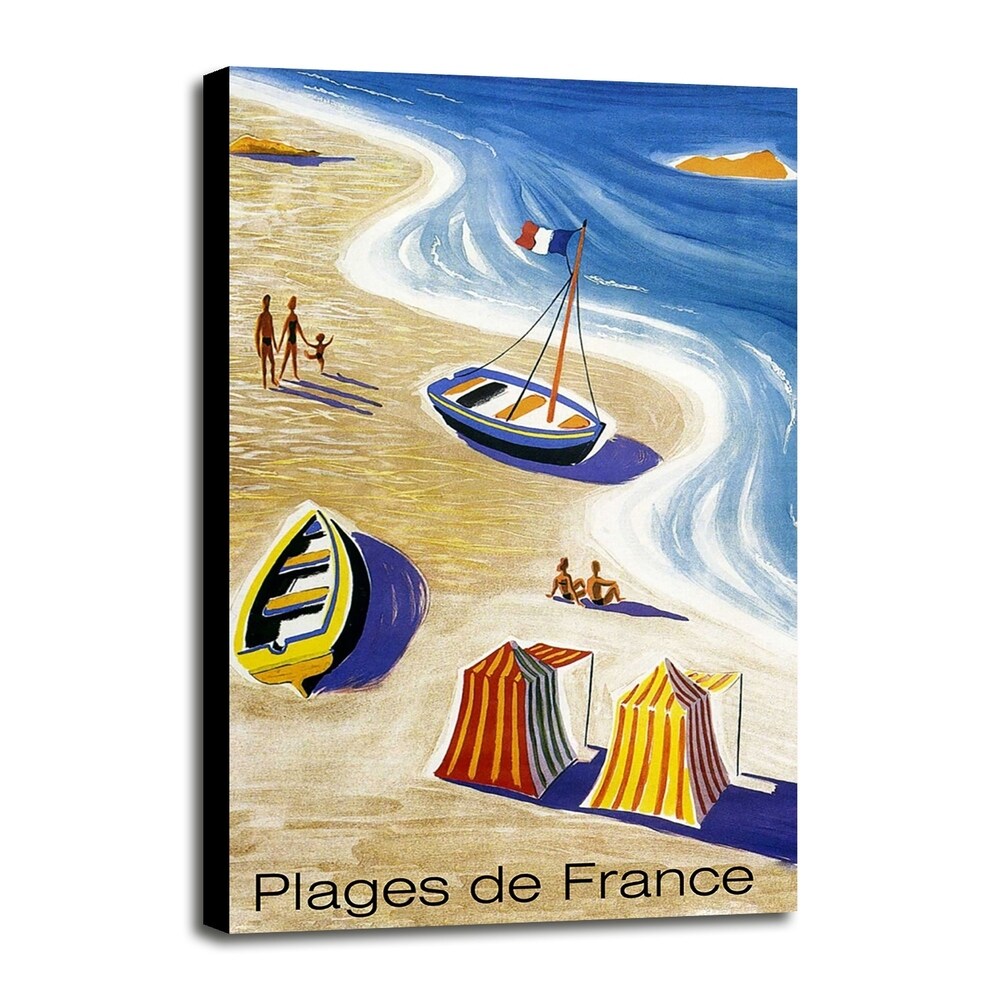Plages De France-VINAPP122839 Framed Print 20"x12" by Vintage Apple Collection