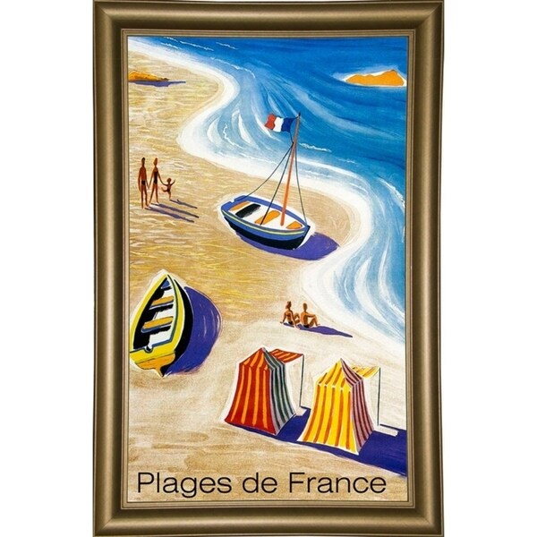 Plages De France-VINAPP122839 Framed Print 20"x12" by Vintage Apple Collection