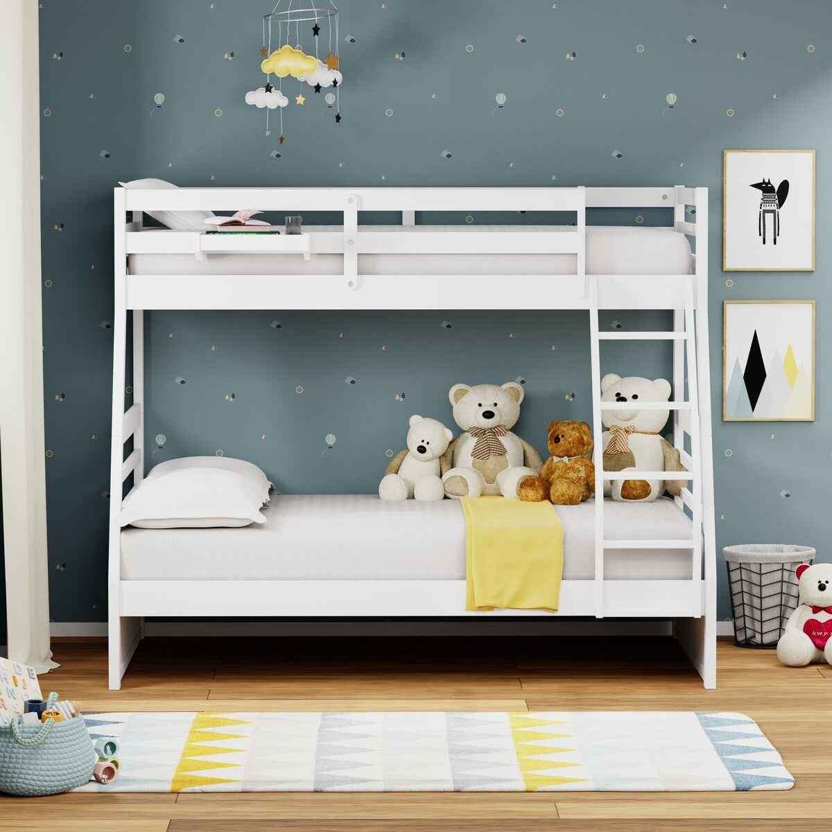 Plana Wood Bunk Bed and Hanging Nightstand