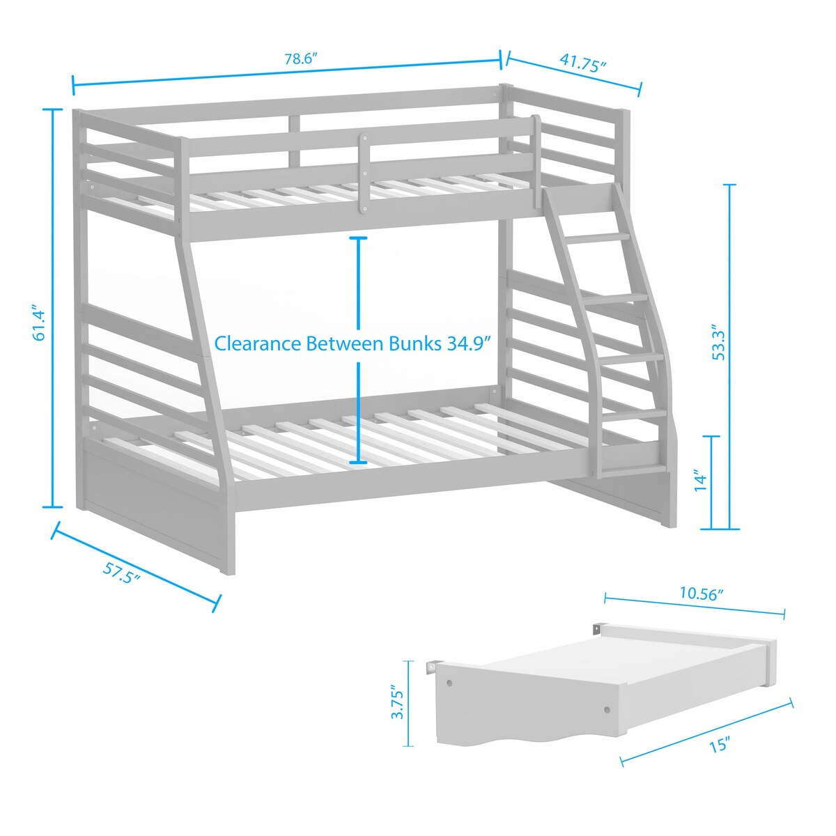 Plana Wood Bunk Bed and Hanging Nightstand