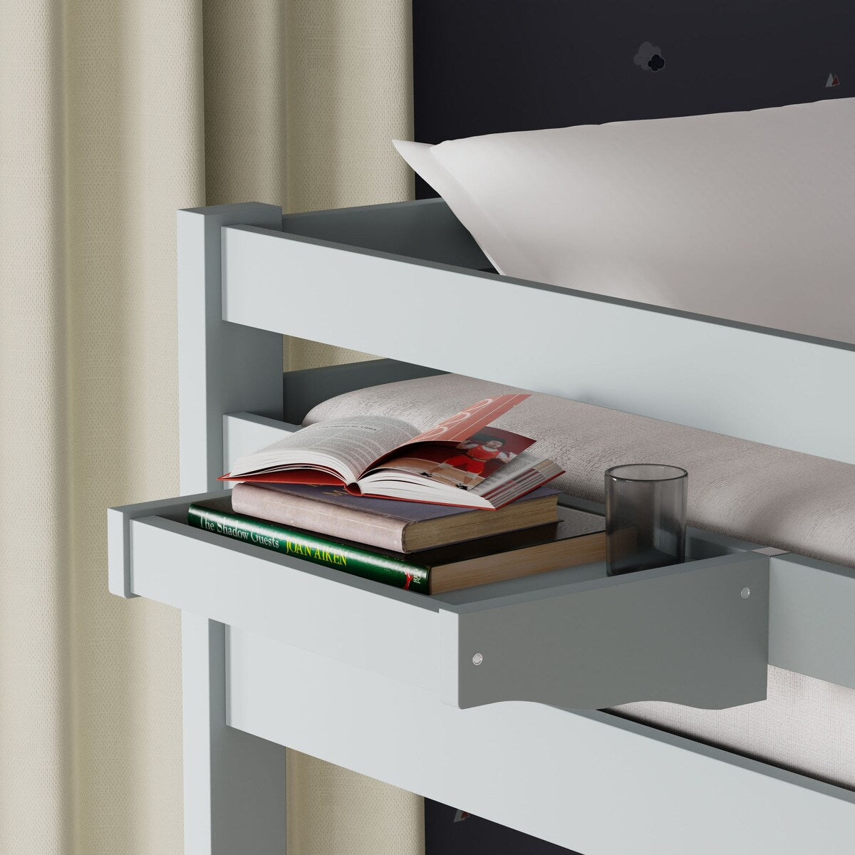 Plana Wood Bunk Bed and Hanging Nightstand