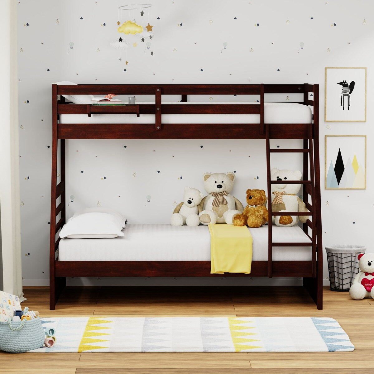 Plana Wood Bunk Bed and Hanging Nightstand