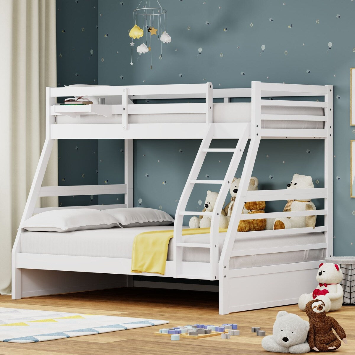 Plana Wood Bunk Bed and Hanging Nightstand